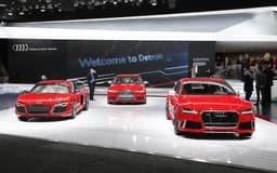 Audi line-up at Detroit Motor Show. 
