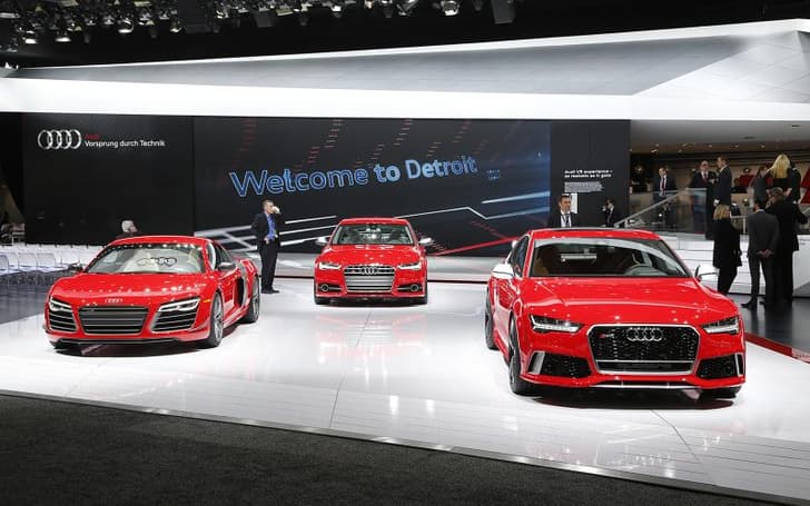 Audi line-up at Detroit Motor Show. 