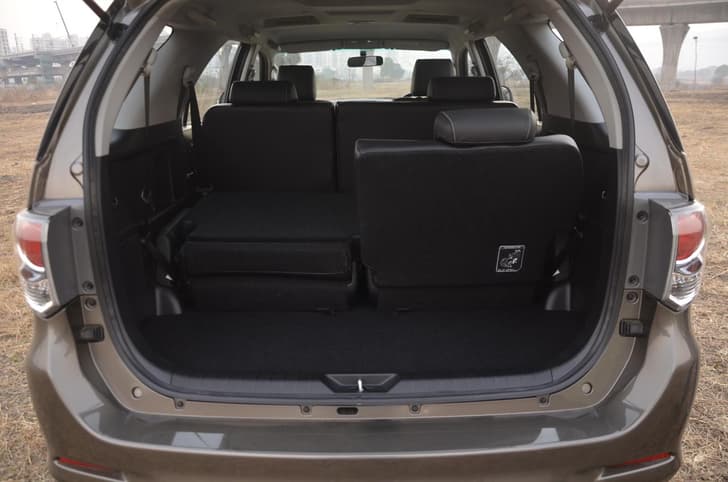 The Fortuner offers decent amount of cargo space and a split folding third row seat.