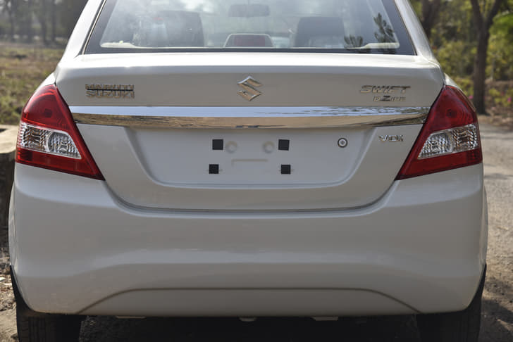 Dzire V trims come with a chrome strip on the boot but no parking sensors on offer. Lower trims come with a black strip instead of chrome.