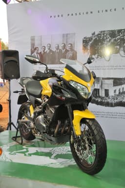 The Benelli TreK Amazonas 1130 seen at the Benelli umbrella at India Bike Week 2015.