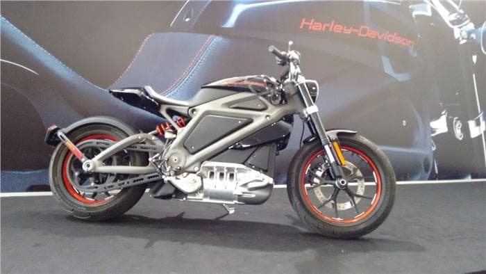The Project LiveWire bike sports a compact, sleek profile by Harley-Davidson standards.