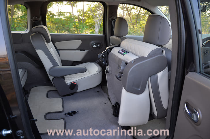 Middle row seats fold and flip at the pull of a lever.