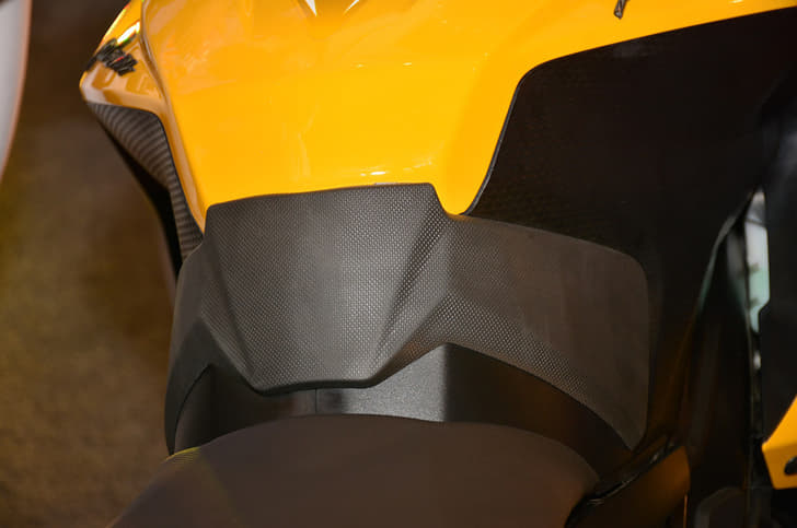 Bajaj has given the RS 200 a strong tank guard.