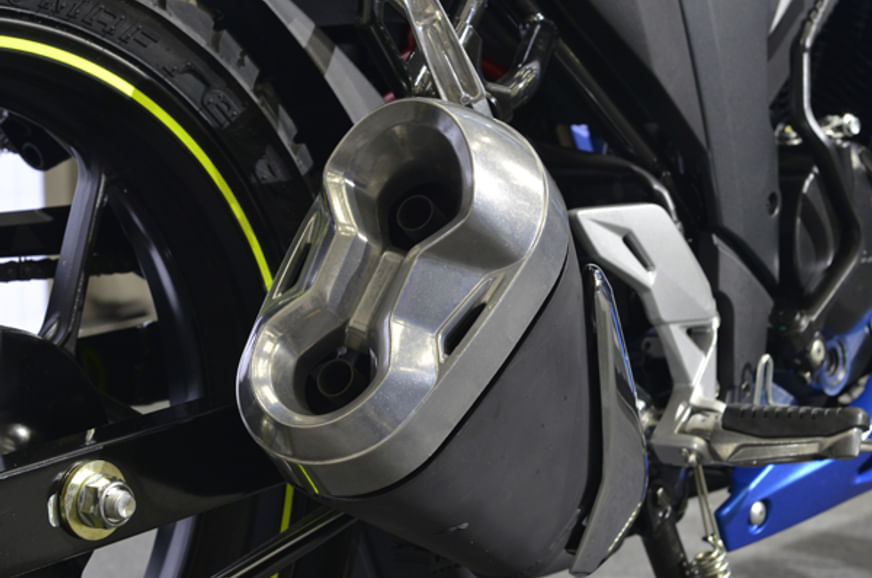 There's now a geometric design for the end cap of the twin-port exhaust.