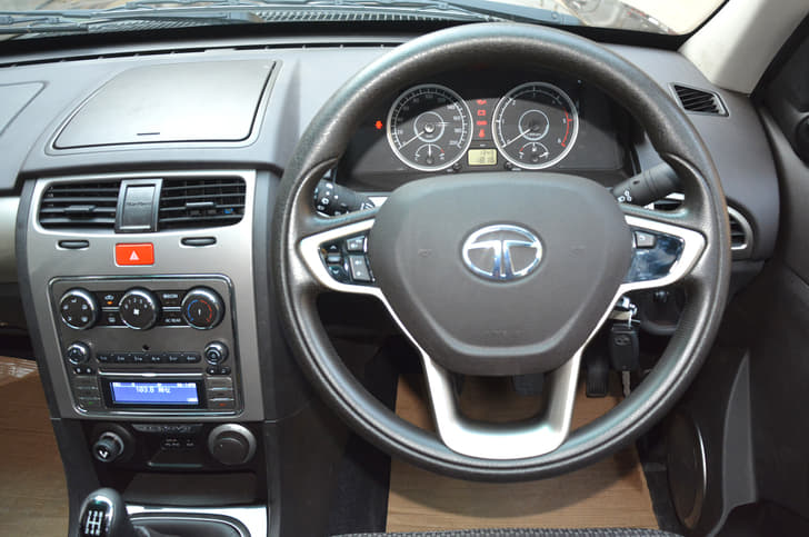 The steering wheel with mounted audio controls and control stalks are now same as the Zest and the Bolt.
