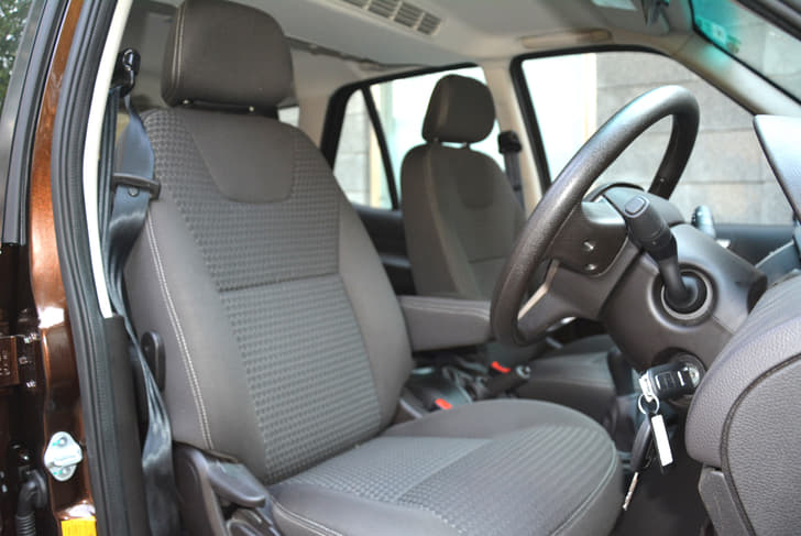 The 2015 Safari Storme gets dark grey premium seat fabric on higher variants.