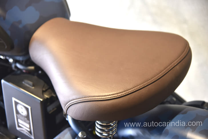 Unlike the black leather seat in the regular models, the brown gives these Despatch models quite a unique visual element.