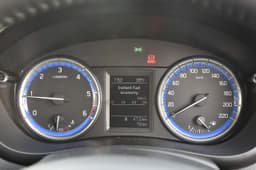 The instrument cluster consists of twin-dials finished in blue with a multi-information display in the centre.
