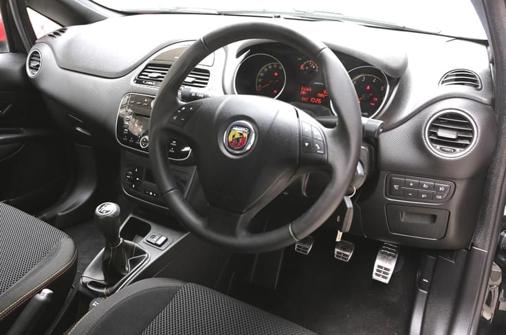 The interior is more or less unchanged save for the Abarth badging and sportier steel pedals. The interior is more or less unchanged save for the Abarth badging and sportier steel pedals.