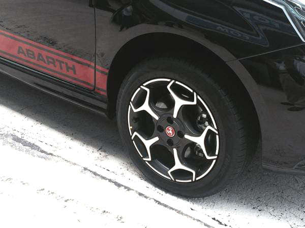The Abarth Punto rides on 16-inch 'Scorpion' design alloy wheels.