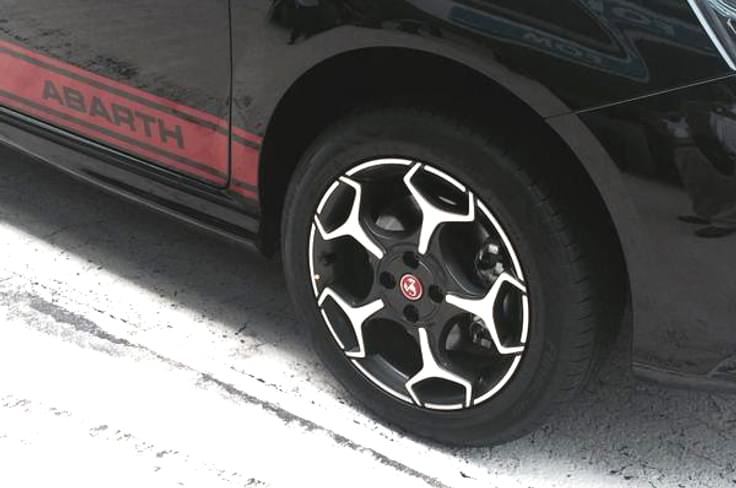 The Abarth Punto rides on 16-inch The Abarth Punto rides on 16-inch