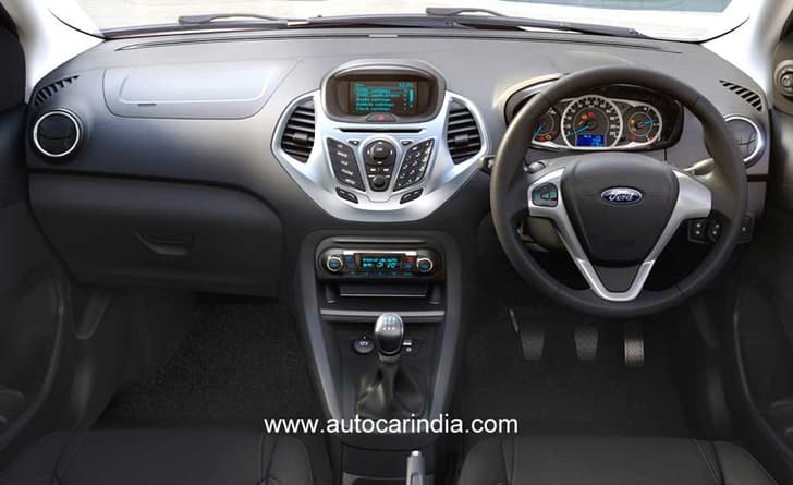 The Figo hatchback will come with all-black interiors as opposed to the dual-tone theme seen on the Aspire. 