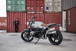 BMW RnineT Scrambler left rear three-quarters view.