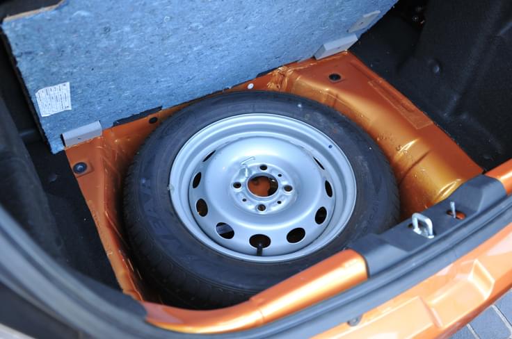 The Tiago gets a steel spare wheel. The Tiago gets a steel spare wheel.