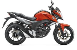 Honda CB Hornet 160R right hand side profile in orange.