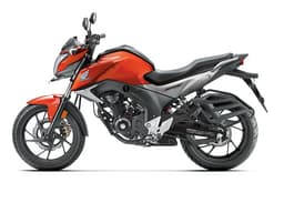 Honda CB Hornet 160R left hand side profile in orange.