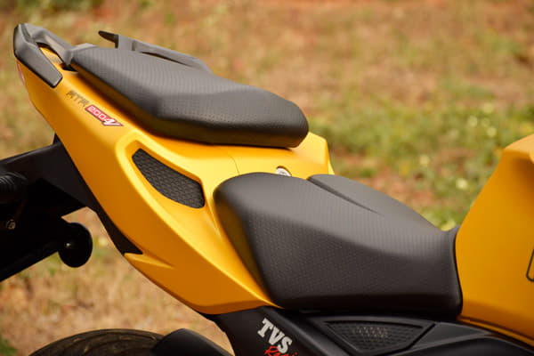 The RTR 200 gets a split seat for the pillion rider.