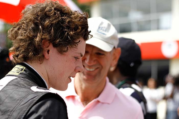 Leading F1 designer Adrian Newey was all smiles with his son's performance in Chennai.