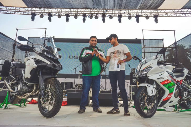DSK Benelli's chief Shirish Kulkarni unveiled the Tornado 302 and the TRK502 at IBW.