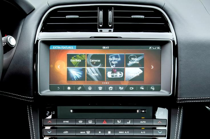 Jaguar InControl Touch infotainment system is standard equipment. Jaguar InControl Touch infotainment system is standard equipment.