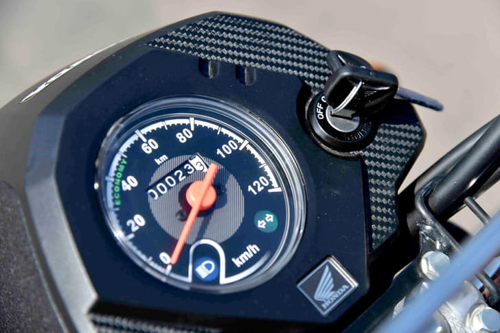 The speedometer console looks and feels dated. Lack of a fuel gauge doesn't seem to help much.