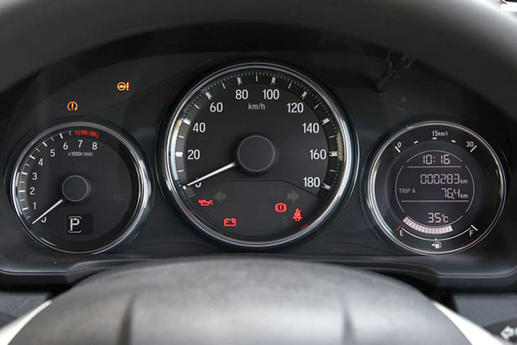 The dials in the instrument cluster are similar to the Jazz. Automatic variant gets an additional digital readout for gear lever position.