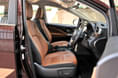 Front seats are leather-wrapped and incredibly comfortable over long distances. Note that the driver’s seat is electrically adjustable Front seats are leather-wrapped and incredibly comfortable over long distances. Note that the driver’s seat is electrically adjustable