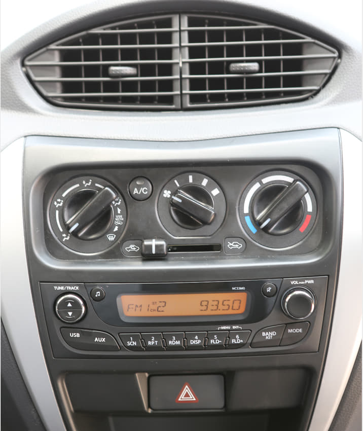Audio system on top trim gets USB and aux connectivity, but no Bluetooth.