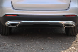 The chunky rear skid plate with twin exhausts points to the GLC’s SUV credentials.