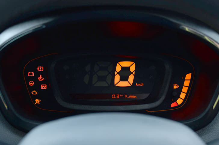 The Kwid’s digital speedo is clear and crisp; but no tachometer.