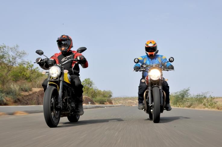 The Street Twin simply does not have the performance and go-anywhere ability of the Scrambler, while the Scrambler lacks the refinement and relaxed riding experience of the Street Twin. The Street Twin simply does not have the performance and go-anywhere ability of the Scrambler, while the Scrambler lacks the refinement and relaxed riding experience of the Street Twin.