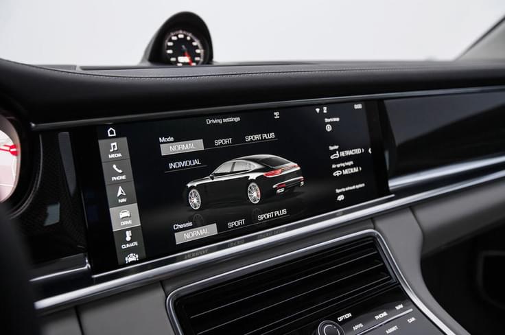 A 12.3in touchscreen is used for the various functions of the Porsche Communication Management system. A 12.3in touchscreen is used for the various functions of the Porsche Communication Management system.