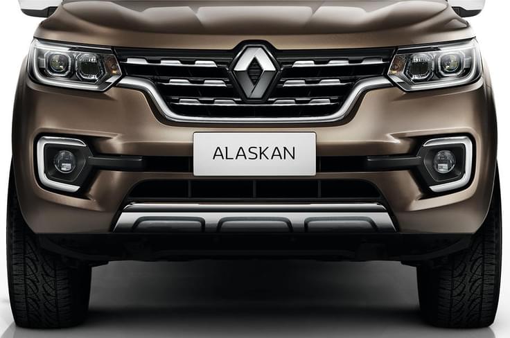 The Alaskan sports the familiar family grille design seen on other new Renault models. The Alaskan sports the familiar family grille design seen on other new Renault models.