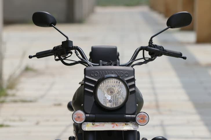 Clearly, the Commando’s inspiration is the Harley Davidson Fat Boy. And, it is quite a head turner