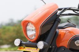 Sleek, swept back headlamp shroud gives the Sport S a distinctive look. Note misaligned indicators, sadly such quality issues were glaring on these test bikes.