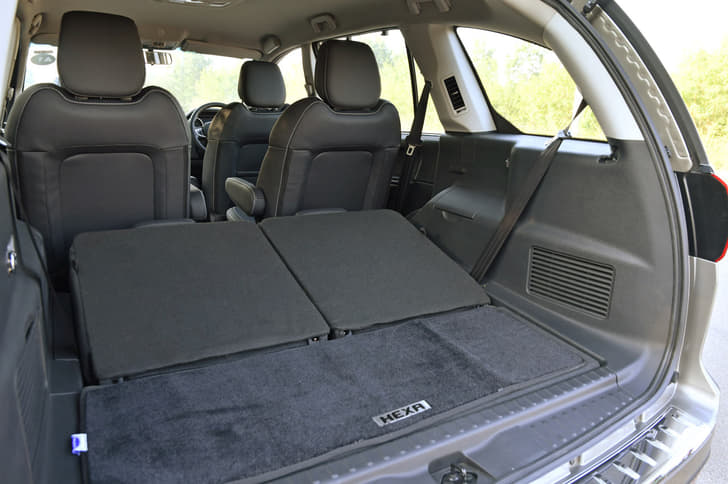 With all seats up, the Hexa’s luggage area can only be used for a few soft bags though the third row back rest can be folded to increase capacity.