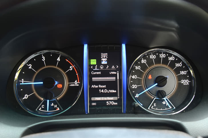 Meters remain illuminated throughout the day. MID has sharp font and is easy to read.