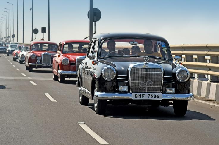 The Mercedes-Benz W120 Ponton 190 and its beaming owners in Sunday’s rally. The Mercedes-Benz W120 Ponton 190 and its beaming owners in Sunday’s rally.