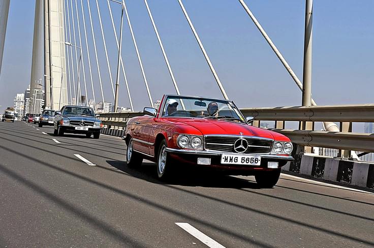 Traffic slows to get a glimpse of 100 rare Mercedes-Benz classics on the city streets. Traffic slows to get a glimpse of 100 rare Mercedes-Benz classics on the city streets.