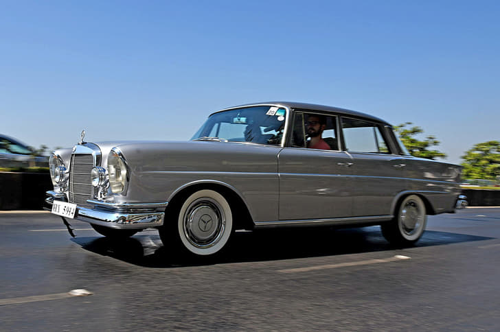 The Mercedes-Benz W111 Fintail 220S has a magisterial presence.