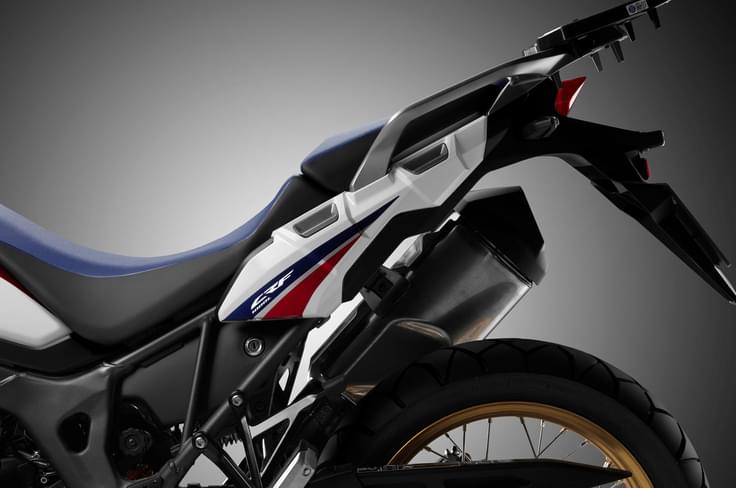 The Africa Twin features mounting points for panniers. The Africa Twin features mounting points for panniers.