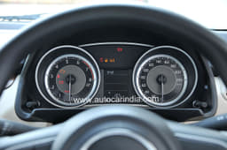 The instrument console looks crisp and the needles at zero-degree position, like on the Ignis, feel sporty.