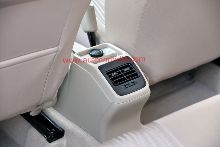 Rear AC vents available from the mid V trim onwards. Rear passengers also get a 12V power outlet.