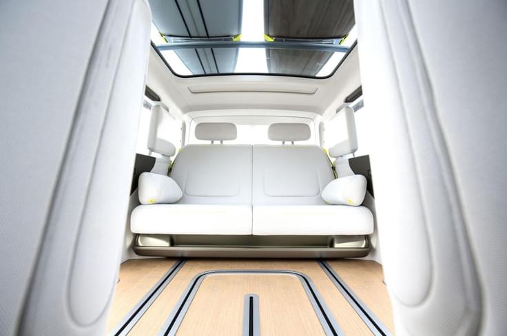 The rear bench of the Volkswagen ID Buzz. The rear bench of the Volkswagen ID Buzz.
