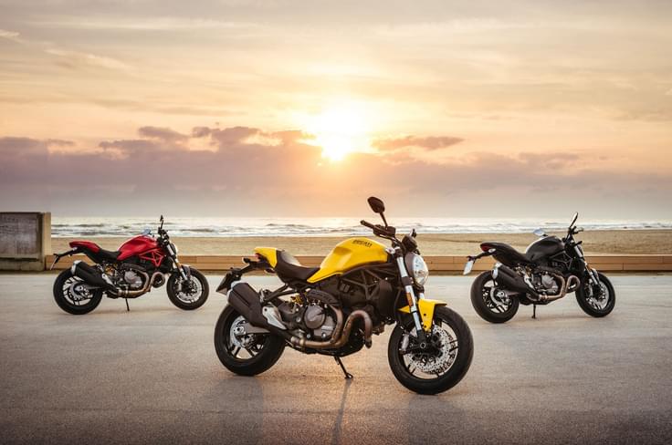Three colors on offer on the Ducati Monster 821. Three colors on offer on the Ducati Monster 821.