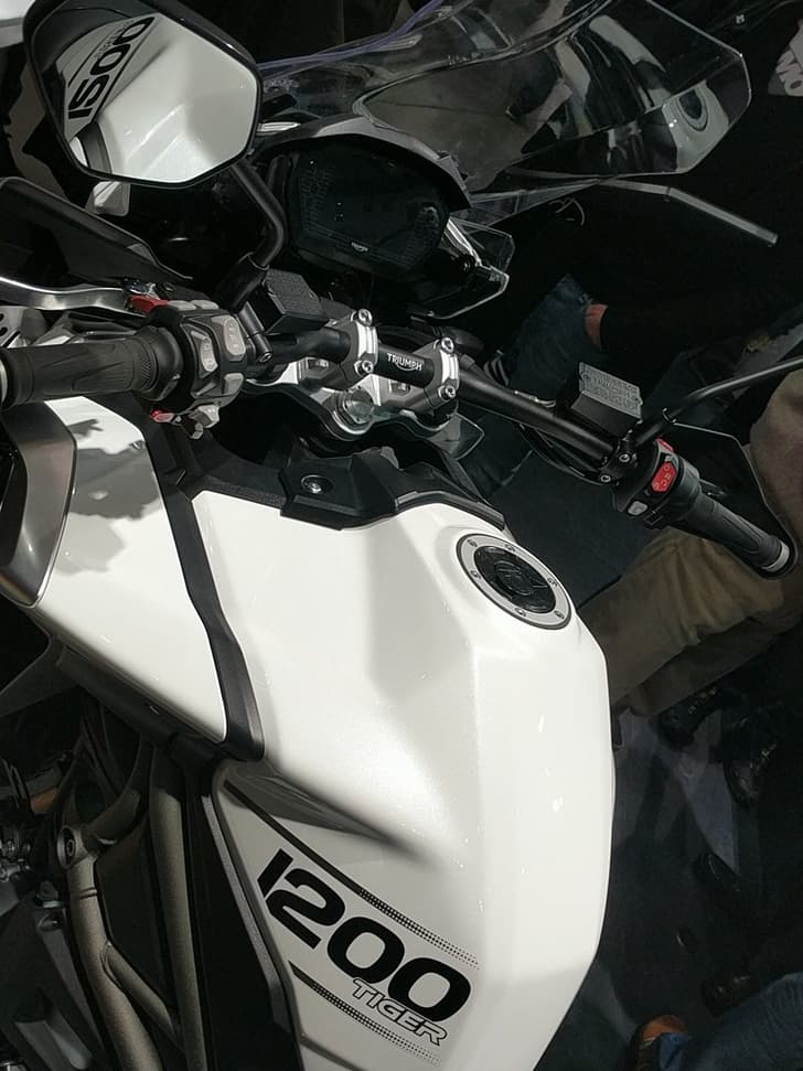 Triumph Tiger 1200's tank and handlebar. 