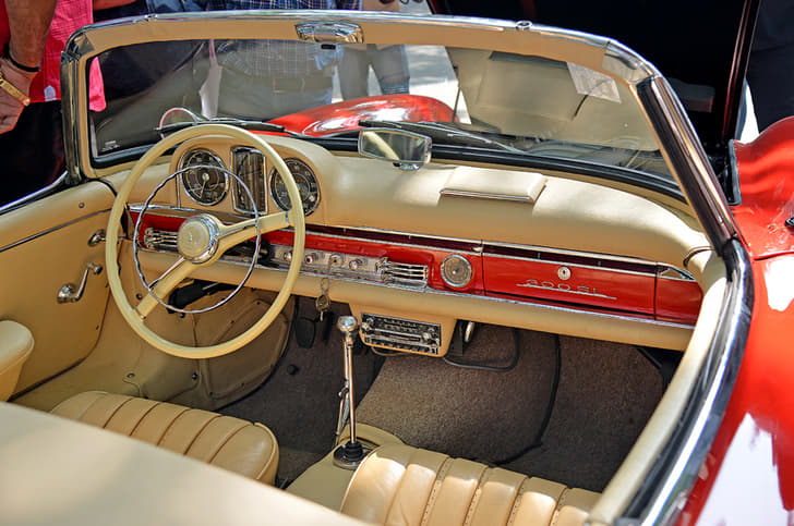 Immaculately restored interiors of the 300SL.