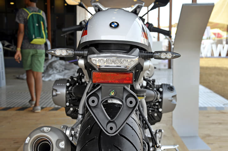 BMW R nineT Racer rear view.