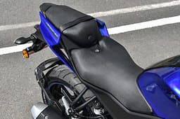 Rider seat is spacious, pillion perch still quite high up.